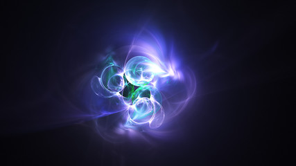 Abstract transparent blue crystal shapes. Fantasy light background. Digital fractal art. 3d rendering.