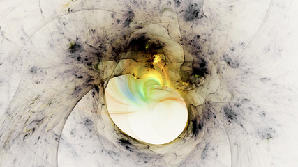 Abstract transparent golden crystal shapes. Fantasy light background. Digital fractal art. 3d rendering.
