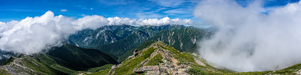 Breathtaking views from the summit of Mt. Jonen.  Nagano Prefecture, Japan.  
