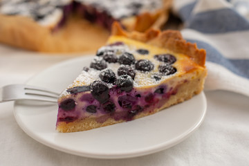 home made blueberry cheesecake on a table