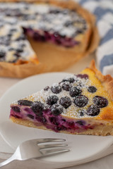 home made blueberry cheesecake on a table