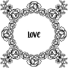 Template of card love, with beautiful wallpaper leaf floral frame. Vector