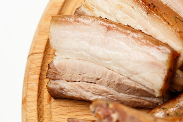 sausage meat cuts on a wood