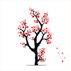 Hand Drawn Abstract Branches Cherry Blossom