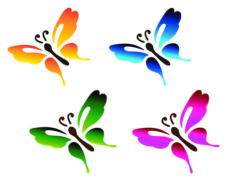 Set of different multicolored butterflies. Collection colorful vector butterflies for design. Vector illustration
