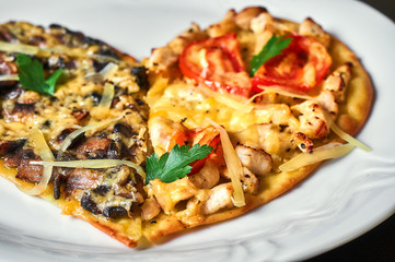 pizza with mushrooms and cheese