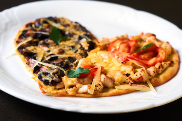pizza with mushrooms and cheese