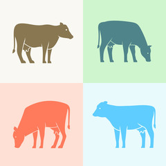 Set of Cow logo. Icon design. Template elements