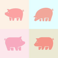 Set of Pig logo. Icon design. Template elements
