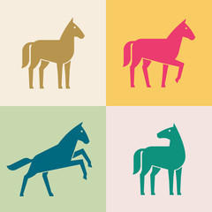 Set of Horse logo. Icon design. Template elements