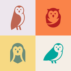 Set of Owl logo. Icon design. Template elements