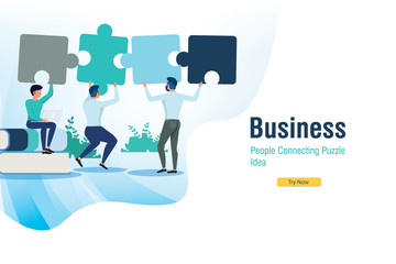 business puzzle idea for business success with flat design and copy space concept