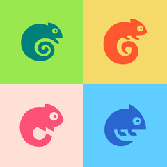 Set of Chameleon Logo. Icon design. Template elements