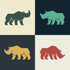 Set of Rhinoceros Logo. Icon design. Template elements © Nataliia