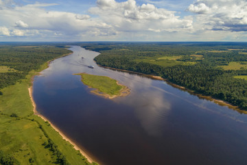 Volga expanses (aerial photography). Yaroslavl region, Russia