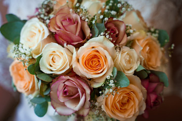 Beautiful outdoor wedding decoration with flowers