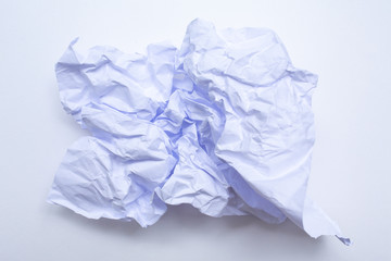 Fototapeta premium White crumpled paper on white background, Close up shot, Business concept