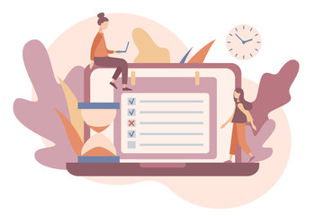 Planning schedule concept. Flat cartoon style. Vector illustration