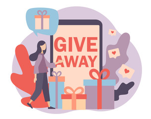 Giveaway marketing concept set. Flat cartoon style. Vector illustration