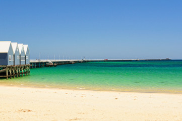 Obraz na płótnie Canvas The famous Busselton Jetty is 1841 meters long, which makes it the second longest wooden jetty in the world - Busselton, WA, Australia