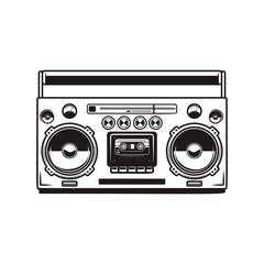 boombox cassette players. Design element for poster, card, banner, flyer, emblem, sign. Vector illustration