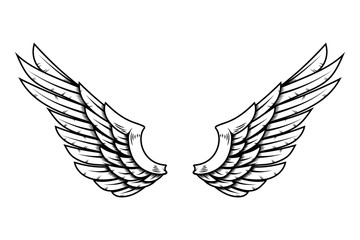 Obraz premium Eagle wings in tattoo style isolated on white background. Design element for poster, t shirt, card, emblem, sign, badge. Vector illustration