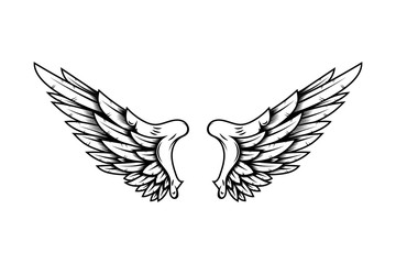 Obraz premium Eagle wings in tattoo style isolated on white background. Design element for poster, t shirt, card, emblem, sign, badge. Vector illustration