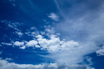 Naklejka na ściany i meble Blue sky background with White fluffy clouds