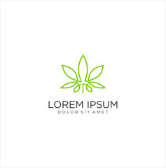 CBD Cannabis Marijuana Pot Hemp Logo Leaf with Line Art style Icon design