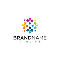 Colorful Biotechnology Molecule Atom DNA Chip Logo science design
