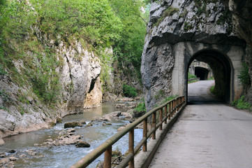 Obraz na płótnie Canvas Road Tunnels and the Jerma River