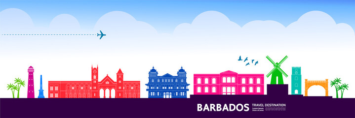 Barbados travel destination grand vector illustration. - obrazy, fototapety, plakaty