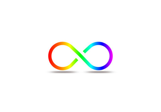 Rainbow Infinity sign. Line color gradient design pattern on white background. LGBT infinity of love.