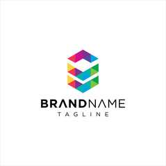 Abstract hexagon Arrow Logo polygon Colorful  Icon Design Vector Stock