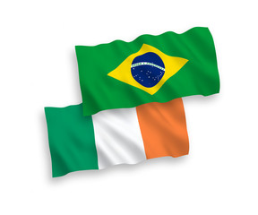 Flags of Ireland and Brazil on a white background