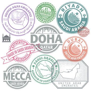 Vintage passport visa international arrived stamps Arabic