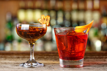 Stylish cocktails on the bar