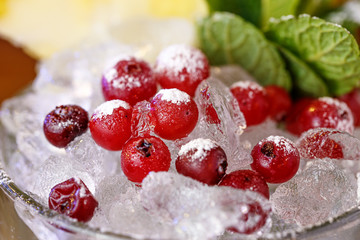 cranberries sprinkled with powdered sugar garnirovka Cocktail