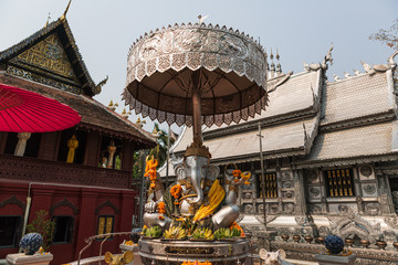 Wat Sri Suphan Temple, known as the Silver Temple, in Chiang Mai. Was built and decorated by silver handicraftsmen in 12 years.