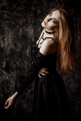 woman in black gothic dress