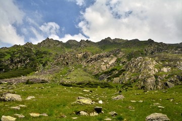 Fototapeta na wymiar on Transfagarasan from Fagaras mountains in summer