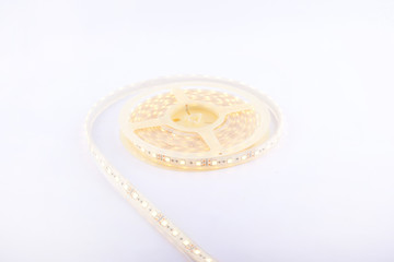 LED diode strip for decorative lighting on a white background