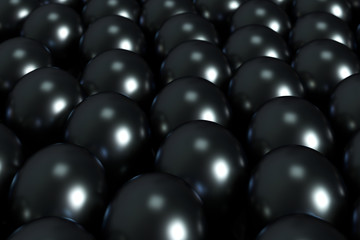 A mass of spheres falling down from above, 3d rendering.