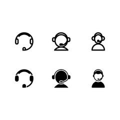 Set Of Call Center Icon with outline and glyph style isolated on white background