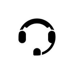 headset Icon with glyph style isolated on white background