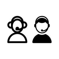 Call Center Icon with outline and glyph style isolated on white background