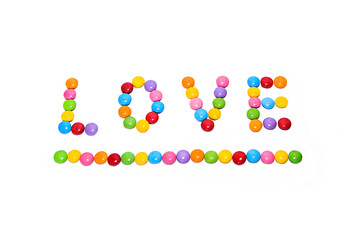Word ''Love'' made from multicolored sweets candy