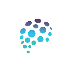 brain with a line connecting to circle logo template