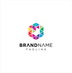 Abstract Creative Colorful Hexagon Letter D Logo Icon Design Vector. Alphabet Initial D Logo Origami Vector Icon	