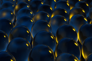 Obraz premium A large number of transparent spheres adjacent to each other, 3d rendering.